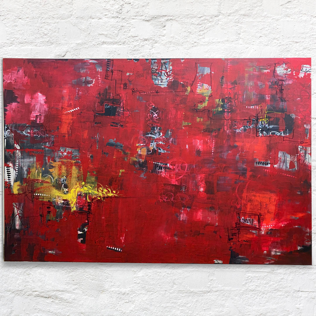 Red abstract painting